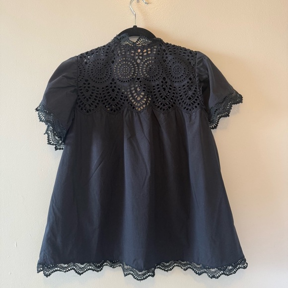 Badgley Mischka Black Crocheted Blouse - Picture 3 of 7